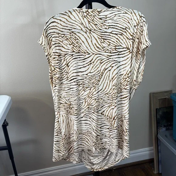 Rafaella Womens Textured Beige Top Size X-Large Cowl Neck Sleeveless Stretch - Picture 4 of 10